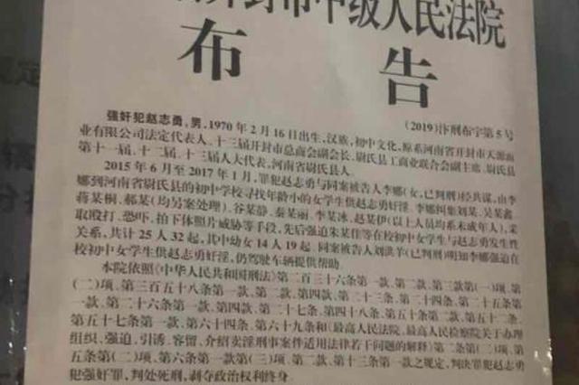 昔日人大代表被执行死刑：与人共谋奸淫25名女学生，含幼女14人