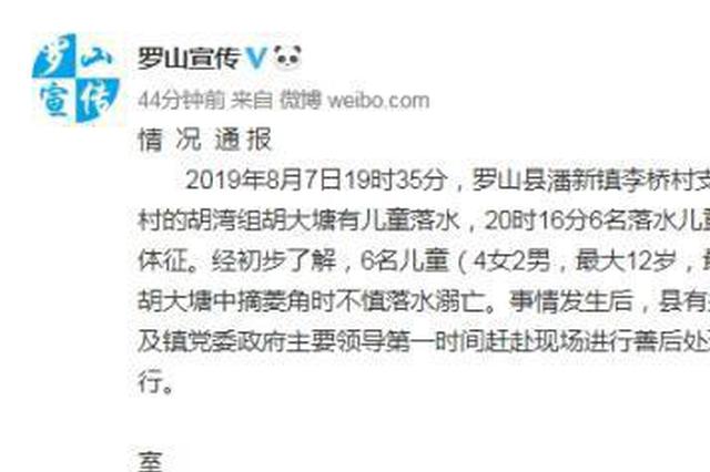 河南罗山6名儿童摘菱角落水溺亡 最小者5岁