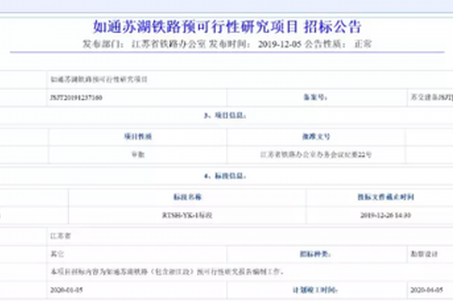大动作！如东-南通-苏州-湖州城际铁路要来了