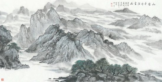 山壑奇伟海云幽 138cm×69cm