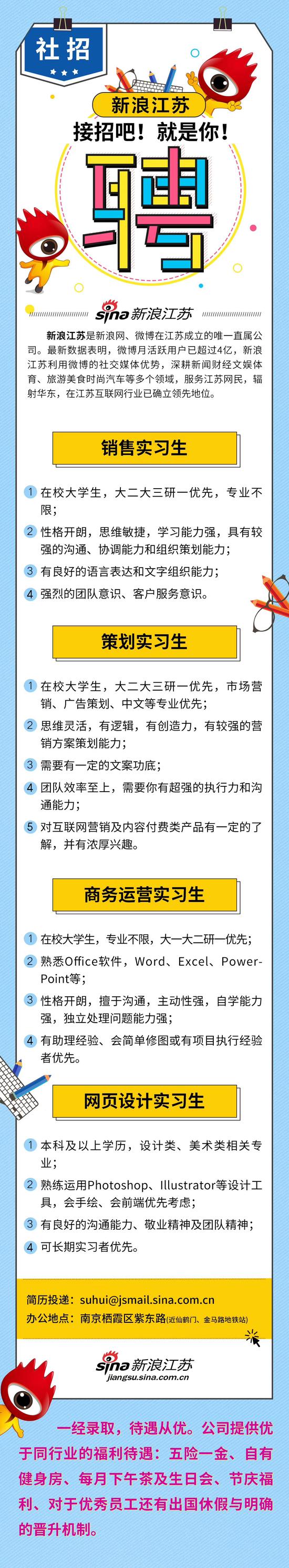 新浪江苏社会招聘岗位信息(实习生)