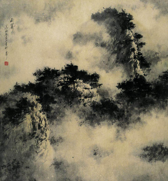 李长白作品《雨霁》（1991年 69cm×68cm）