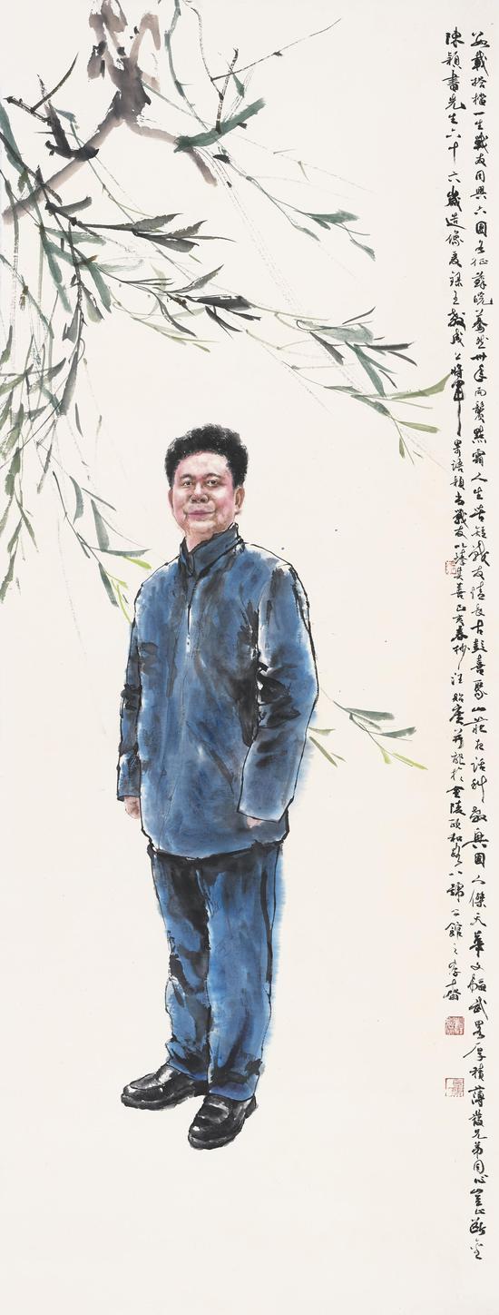 陈颖书造像。汪贻广创作并书录王教成上将赠言。