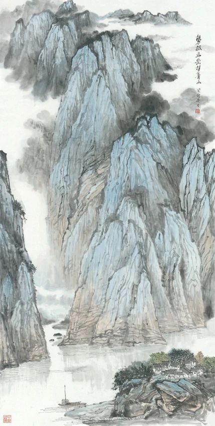势拔五岳梦青山 69cm×138cm