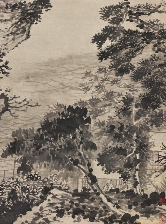 石涛《谪仙楼山水》(局部)