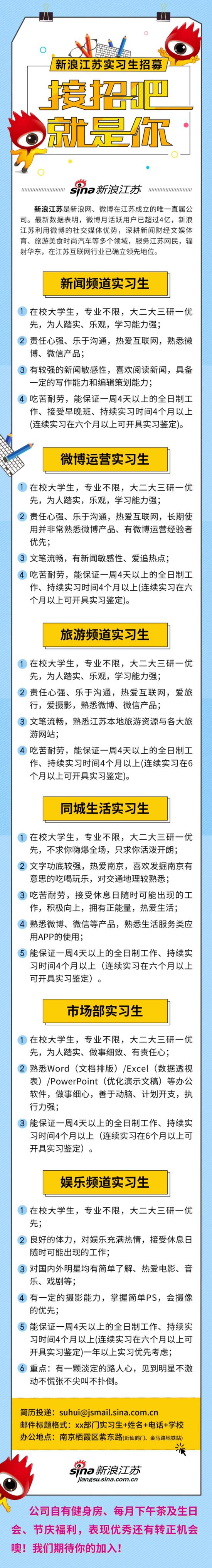 新浪江苏校园招聘岗位信息(实习生)