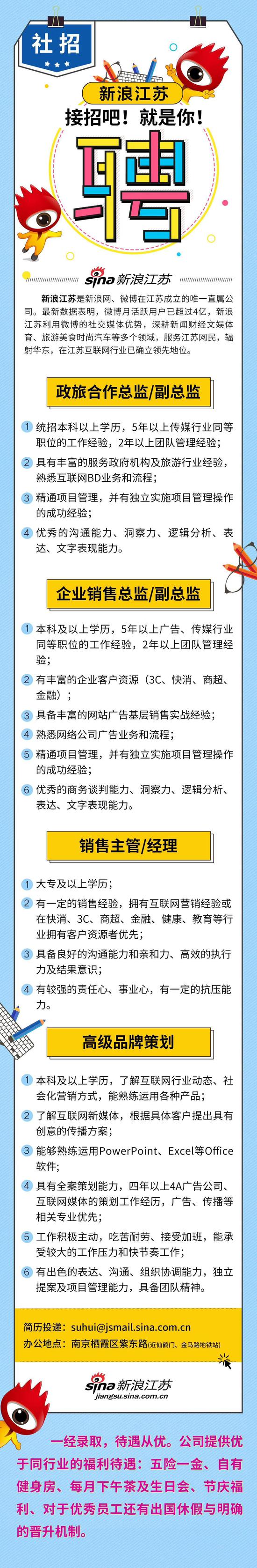 新浪江苏社会招聘岗位信息(销售、策划岗)