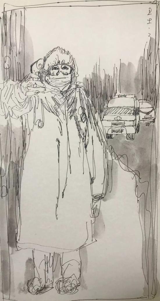 徐惠泉 《卫士》 创作草图 30X16cm