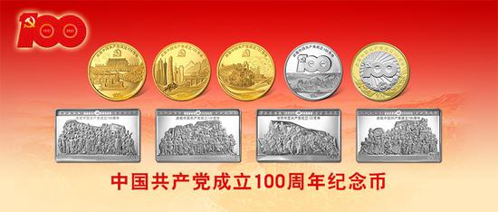 (图为中国共产党成立100周年纪念币背面图案。中国人民银行供图)