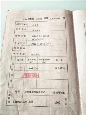 王洪志手中的房产证。