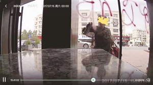 监控拍下赵女士喷油漆的画面。常婉 摄