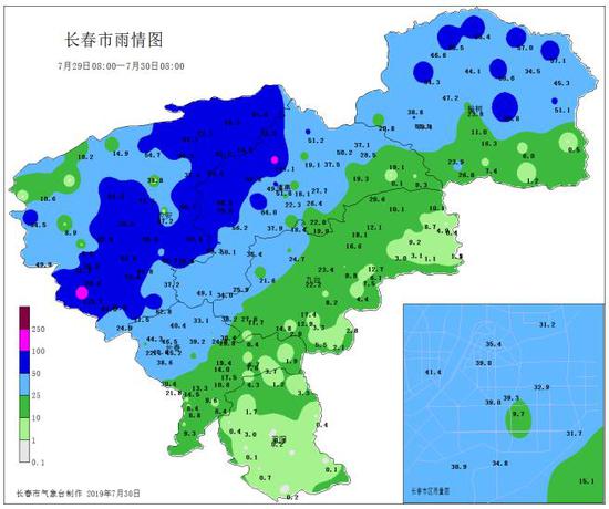 2019年7月29日08时-7月30日08时累计降水量