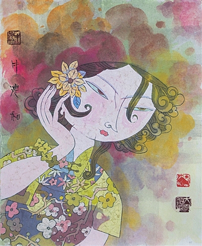关东新娘·局部(彩墨画)