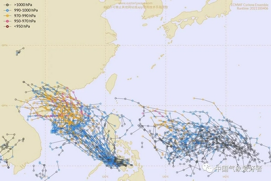 ECMWF对92W和菲律宾以东新台风胚胎的路径集合分析，中气爱制作