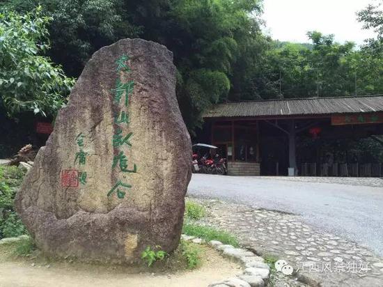 这块巨石上刻的“大鄣山卧龙谷”字样是金庸先生亲手所题