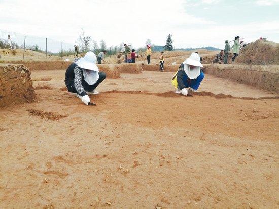 考古人员在现场挖掘