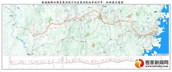 兴泉铁路线路走向示意图。