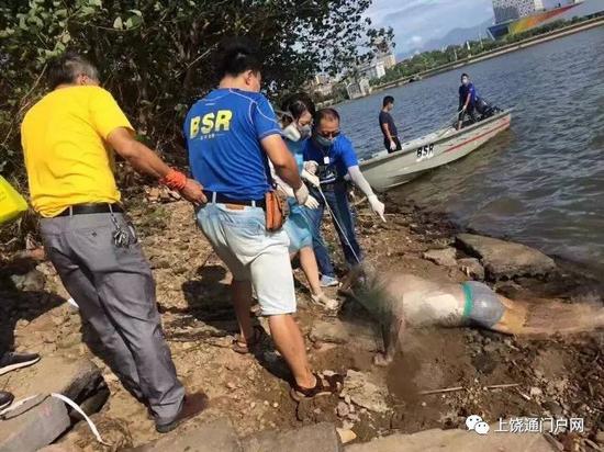 上饶信江河内捞起一具男尸 身上穿着泳裤(图)