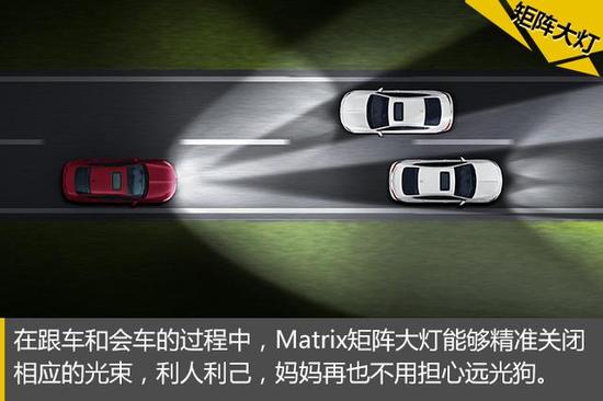 除了智能防炫目功能外,Matrix矩阵式全LED大灯还拥有8种照明模式,满足不同的路况和驾驶情形的灯光要求。