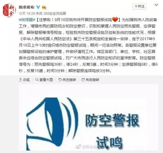 防空警报信号分为: