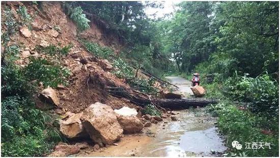 上饶县广信区湖村乡湖村村方家组境内山体滑坡。（图/占清华）