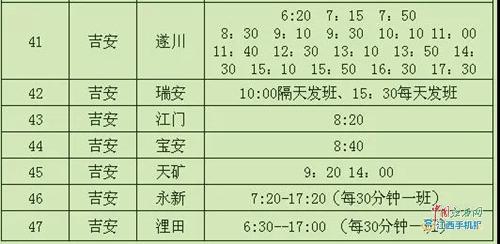 吉安中心车站发车时刻表