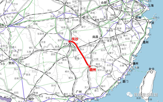 ▲长沙至赣州铁路地理位置图