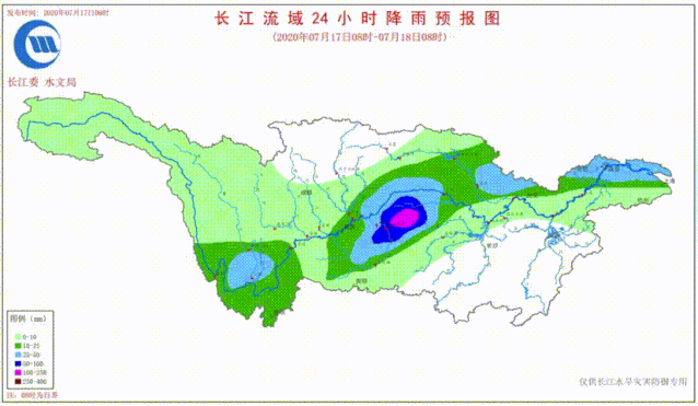 7月17~23日长江流域逐日降雨预报图