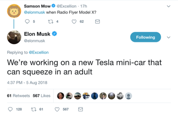 马斯克：特斯拉正在打造成人迷你车