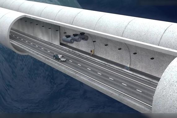 视频：未来水下漂浮隧道——悬浮在水下