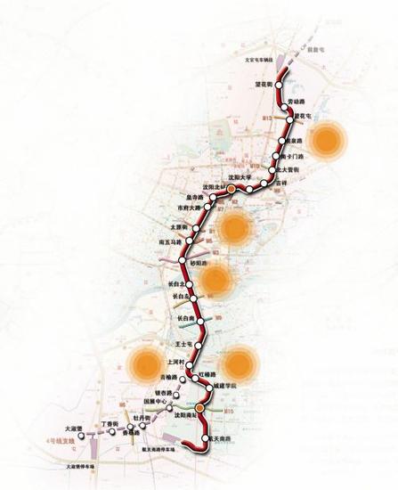 沈阳地铁4号线站位示意图。