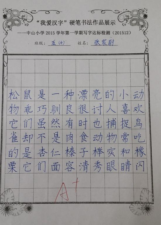 小学生写字堪比印刷体(组图)