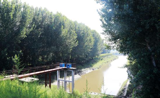 太子河旁的排水渠只有浅浅的水面。