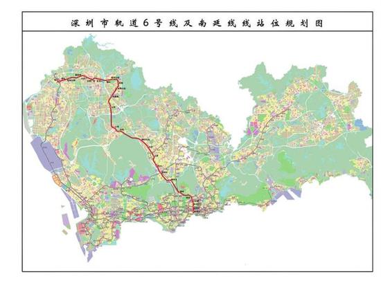 深圳地铁6号线线路图。