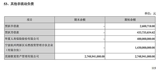 贾跃亭和贾跃芳对乐视网的借款情况