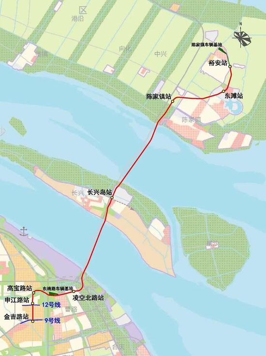 上海轨交崇明线规划图。 隧道股份 供图