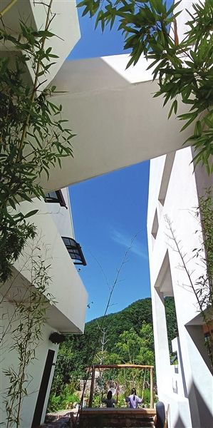 简约设计,个性的建筑与大山相映成趣。