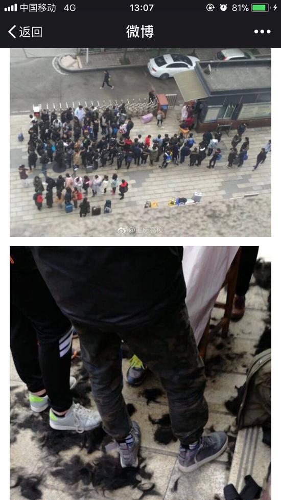 7c6be9aee8c1621d4b5c548aeffa7840.jpg 开学报道当天,学生们在校门口排队理发的场景。网络图片