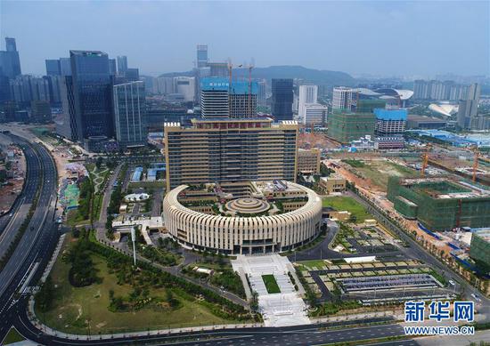 富有壮乡特色的广西国际壮医医院(9月15日无人机拍摄)。新华社记者 周华 摄