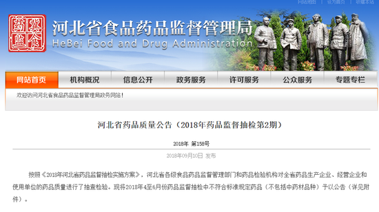 河北省食品药品监督管理局截图。
