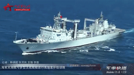 积累实战经验!我055万吨大驱南昌舰首曝海上补给
