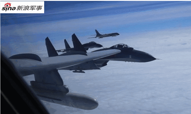 我军歼11护轰6k绕岛巡航