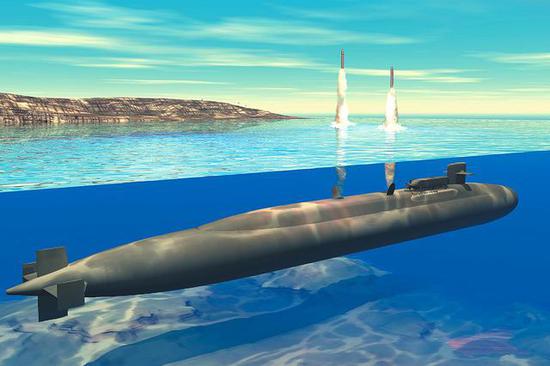 ▲“俄亥俄”级战略导弹核潜艇发射弹道导弹示意图