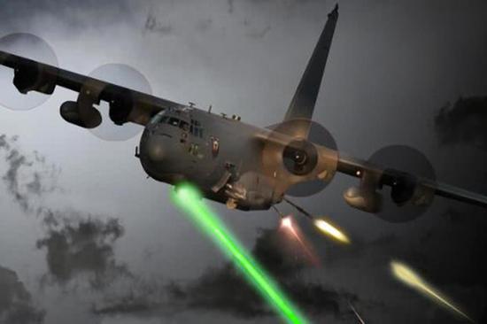 图片：美国在AC-130J炮艇机上试验激光武器。