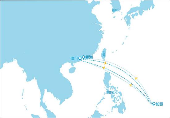 帕劳太平洋航空公司航线图（官方网站）