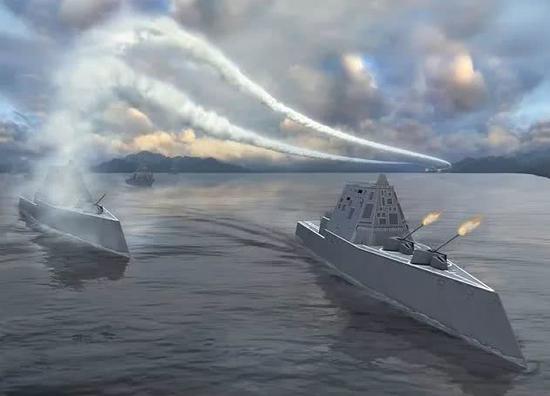 朱姆沃尔特级隐身战舰编队作战想象图来源:NAVY