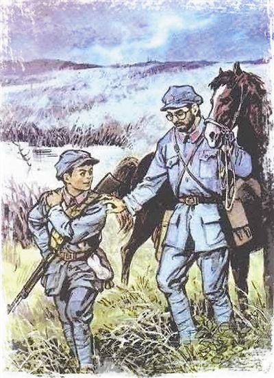 陈赓和一位小红军在长征路上的故事是80后熟悉的课本插画.