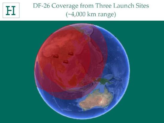 DF-26的射程 关岛快递的威慑力还是很强的 图源:社交媒体