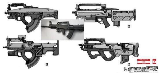 图注：QBZ47步枪设计概念图和95式步枪的比较