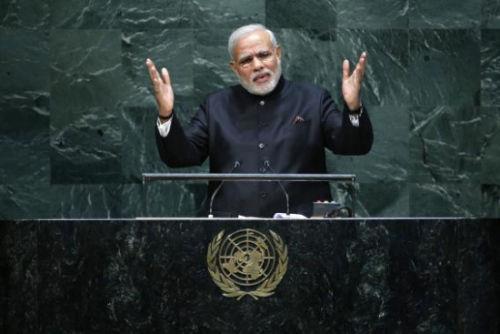 印总理莫迪在联合国大会上发言。
